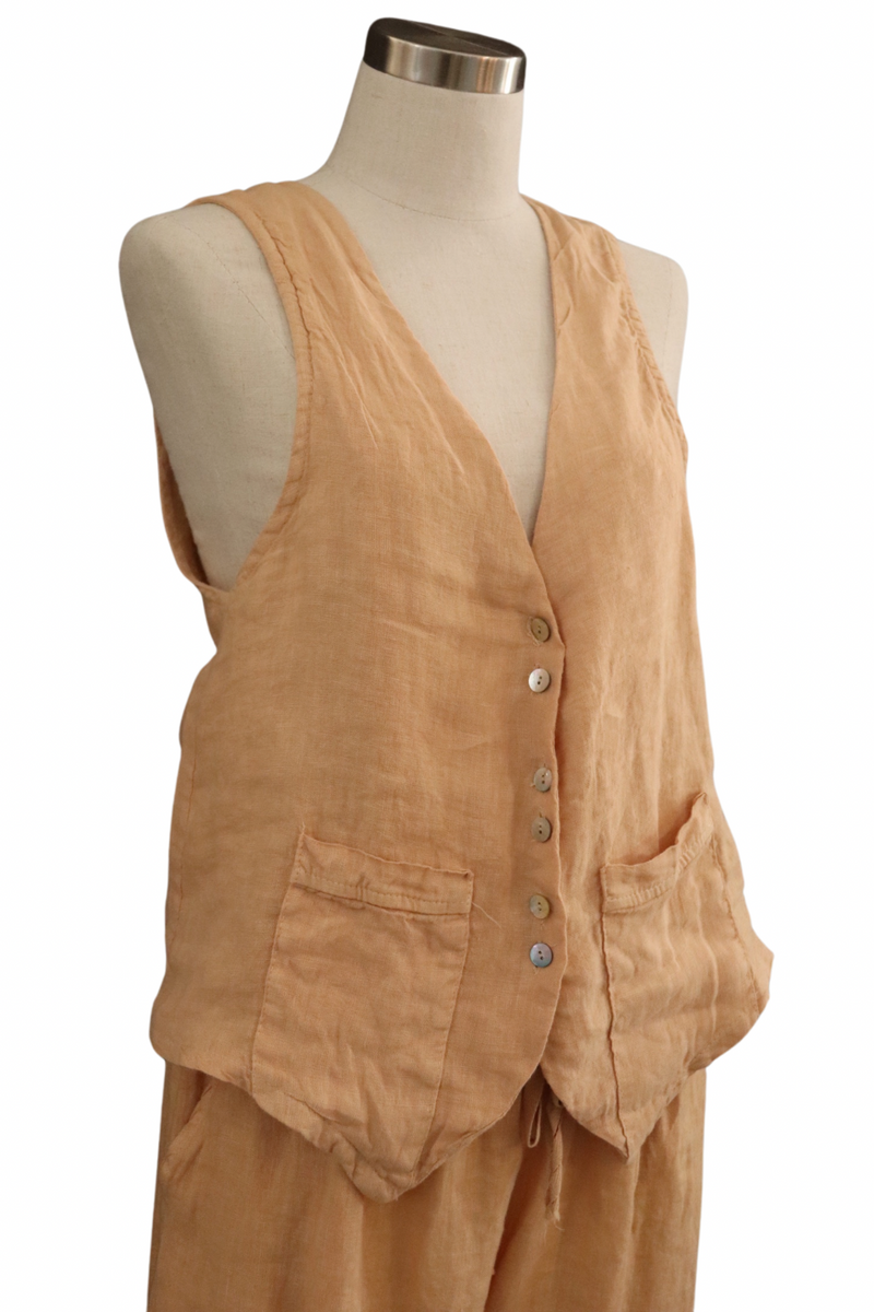 Tan Linen Vest