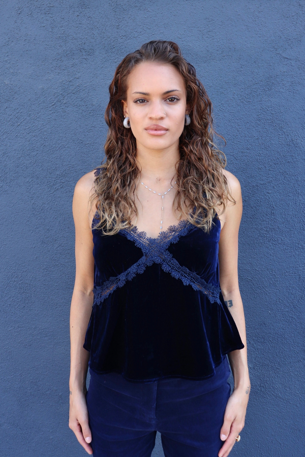 Blue Marine Nicia Velvet Lace Cami Top