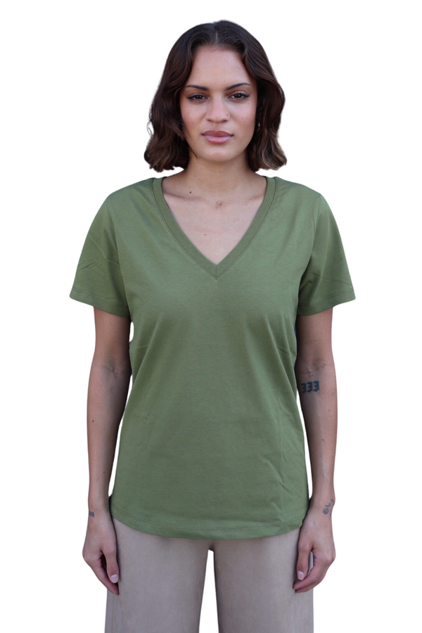 Olive IHPalmer V-Neck Tee Shirt