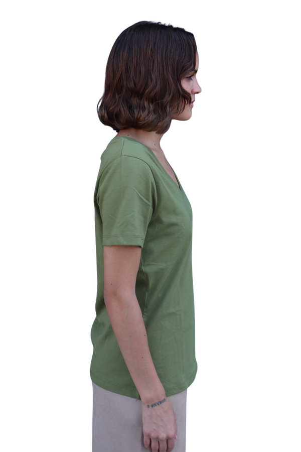 Olive IHPalmer V-Neck Tee Shirt