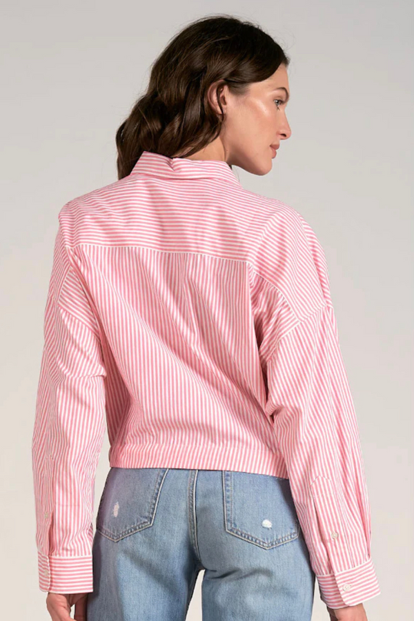 Pink Stripe Button Front Top