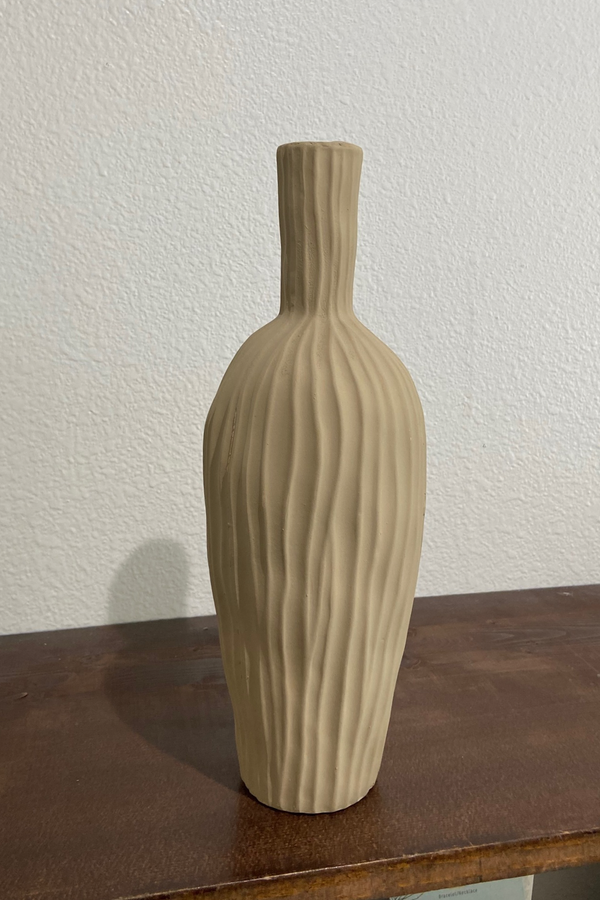 Tan Winslow Ribbed Ceramic Bud Vase