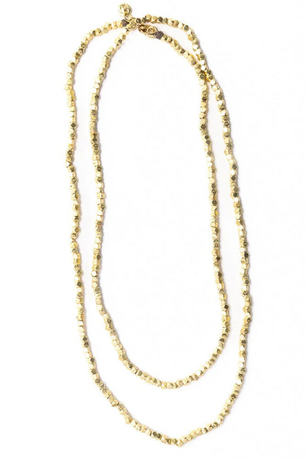Erica Long Faceted Gold Beads Necklace