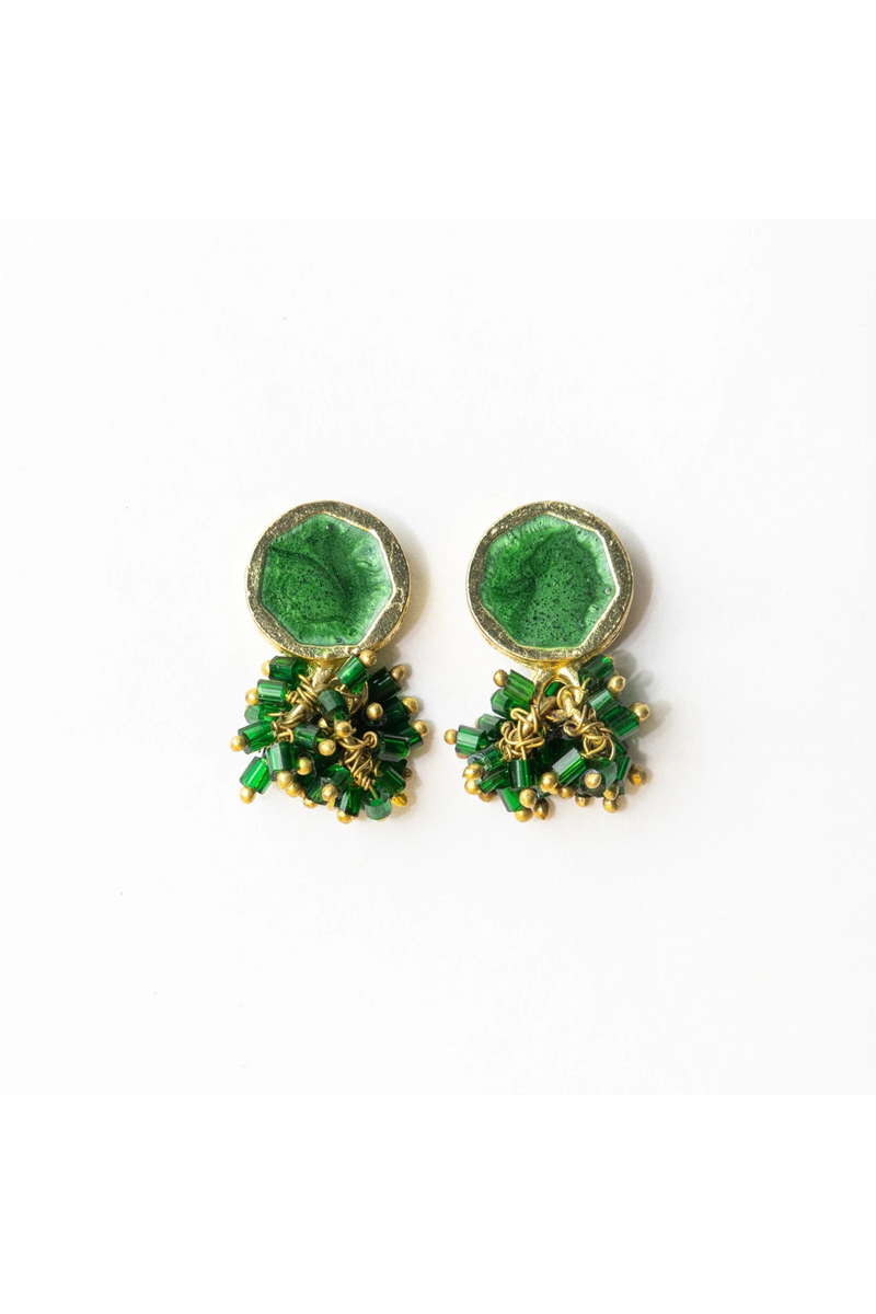 Kimberly Green Enamel Leaf Earrings