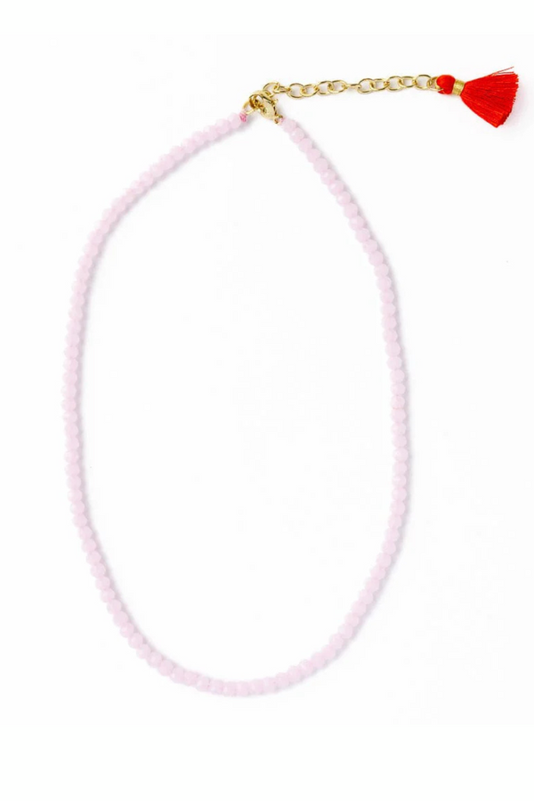 Hayden Pink Solid Strand Crystal Necklace with Tassel