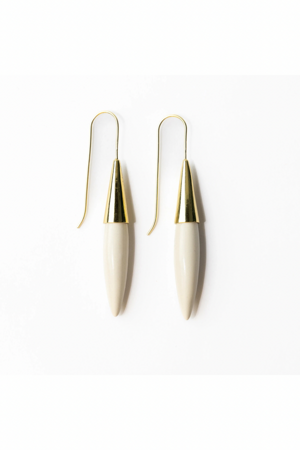 Elizabeth Ceramic Spike White Earrings