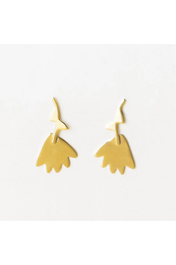 Annie Gold Upside Down Flower Brass Post Earrings