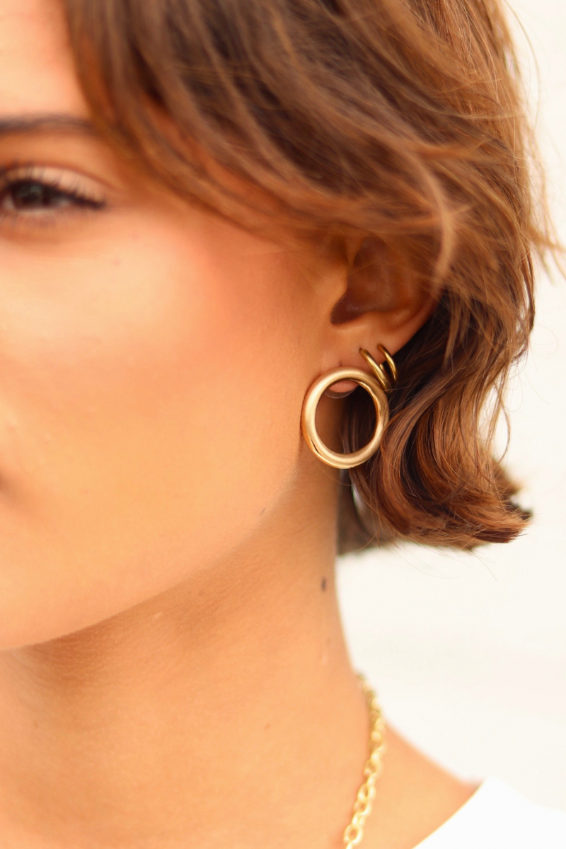 Gold Tone Open Circle on Post Earring