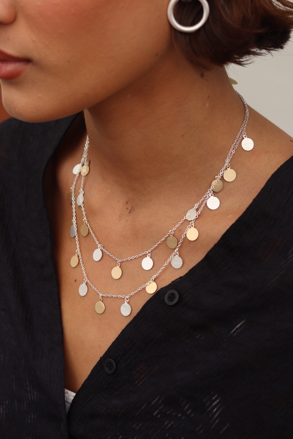 2 Line Fine Chain with Silver and Gold Dots