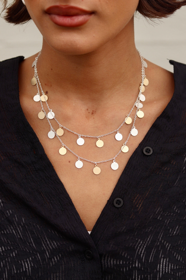 2 Line Fine Chain with Silver and Gold Dots