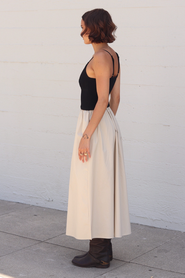 Black and Tan Madrid Mixed Media Dress