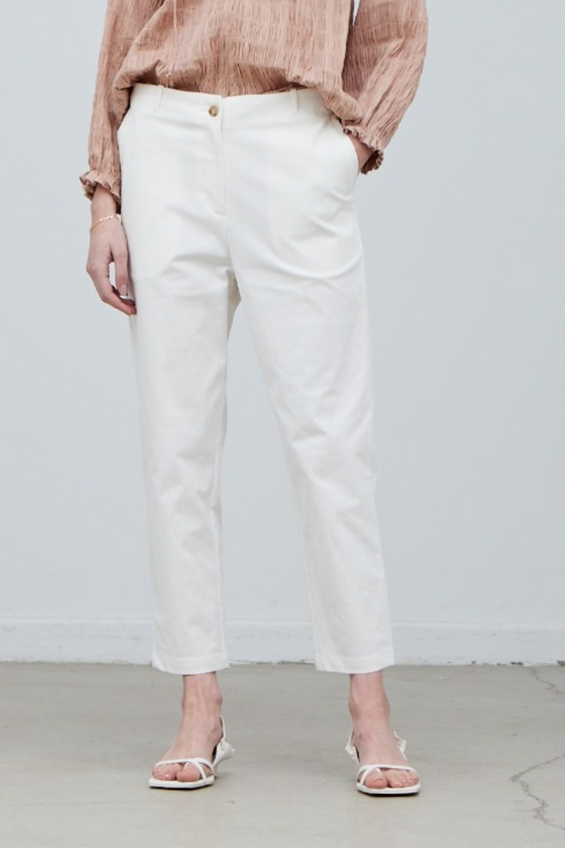 Off White Tapered Pocket Detail Pants