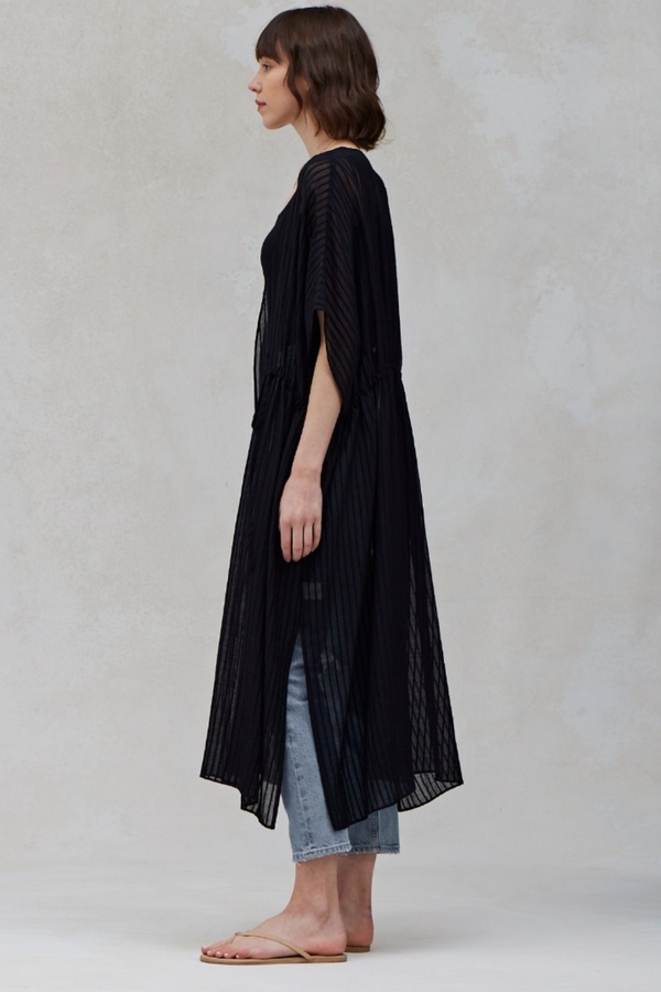 Black Stripe Short Sleeve Cover Up