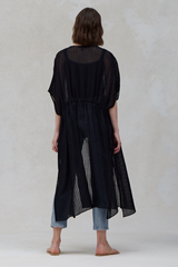 Black Stripe Short Sleeve Cover Up