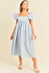 Blue Maxi Ruffle Sleeve Dress