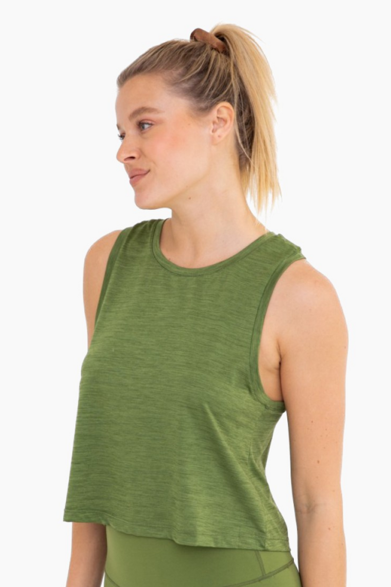 Green Racerback Flowy Cropped Tank Top – April Blooms