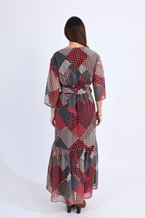 Rust Plaid Print Maxi Dress