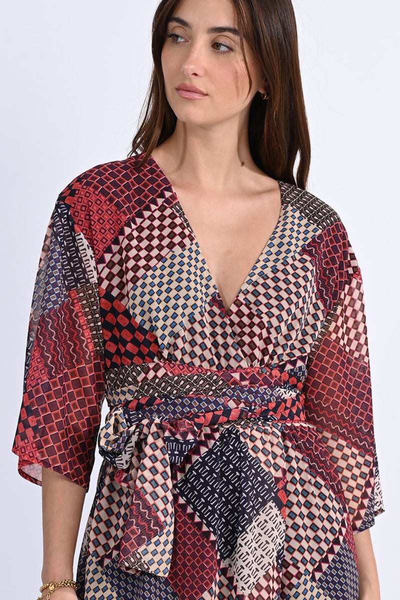 Rust Plaid Print Maxi Dress