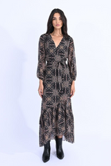Black Hortense Long Sleeve Maxi Dress