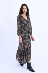 Black Hortense Long Sleeve Maxi Dress