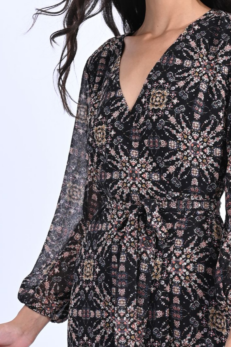 Black Hortense Long Sleeve Maxi Dress