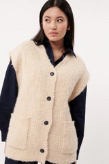 Cream Button Up Knit Vest Magaly Coat