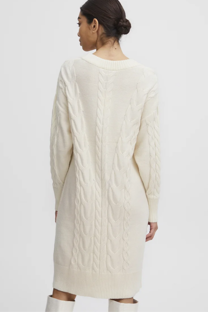 Birch Milo Cable V-Neck Long Sleeve Knit Dress