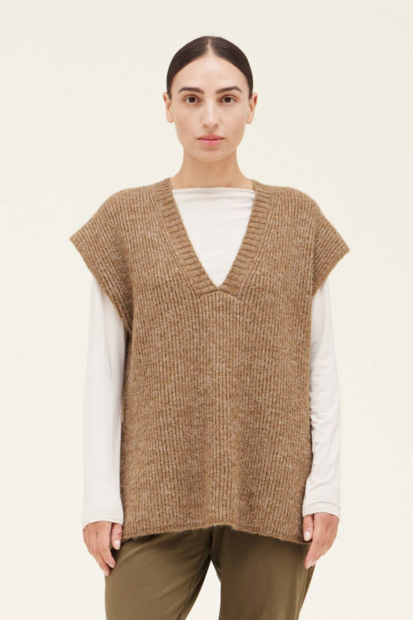 Brown Moss Oversized V-Neck Sweater