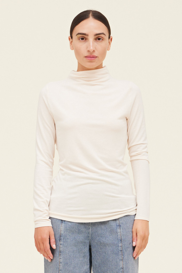 Ecru Basic Turtleneck Top