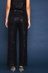 Black Sequined Semi Flared Pants