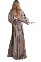 Mocha Grey Kimono Sleeve Tie Back Dress