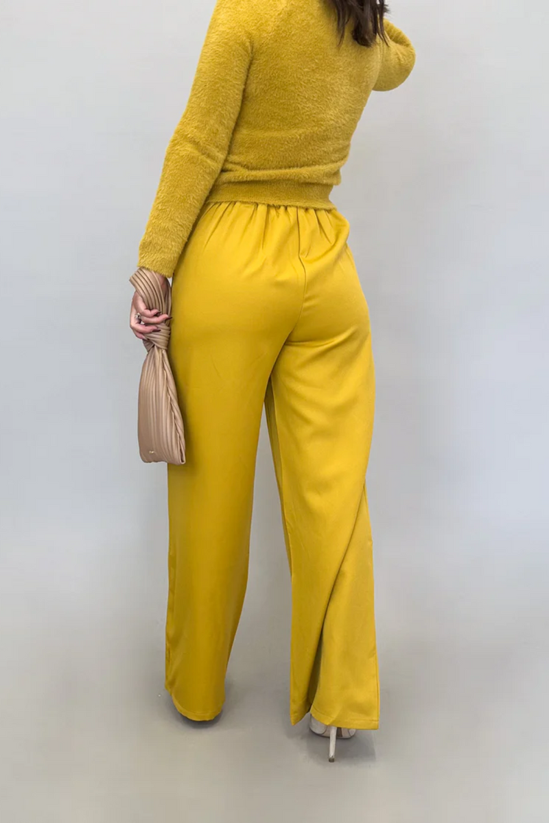 Chartreuse Carrey Wide Leg Pants