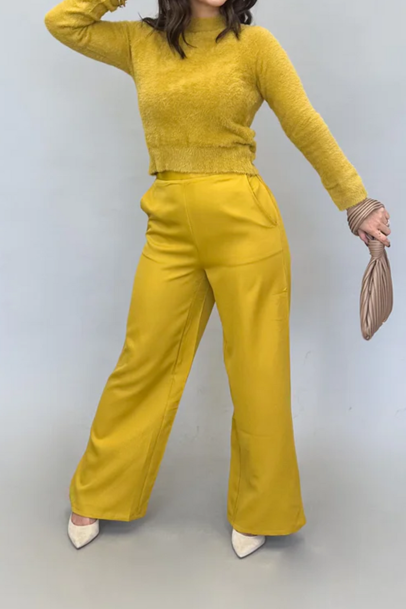 Chartreuse Carrey Wide Leg Pants