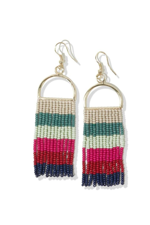 Alison Hot Pink Horizontal Stripe Beaded Earring