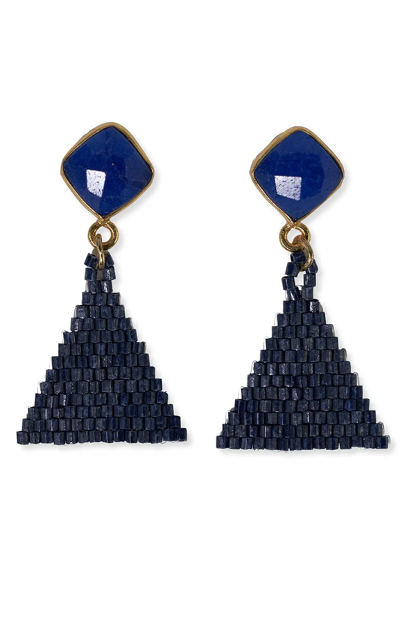 Celia Small Navy Triangle Semi-Precocious Drop  Post Earring