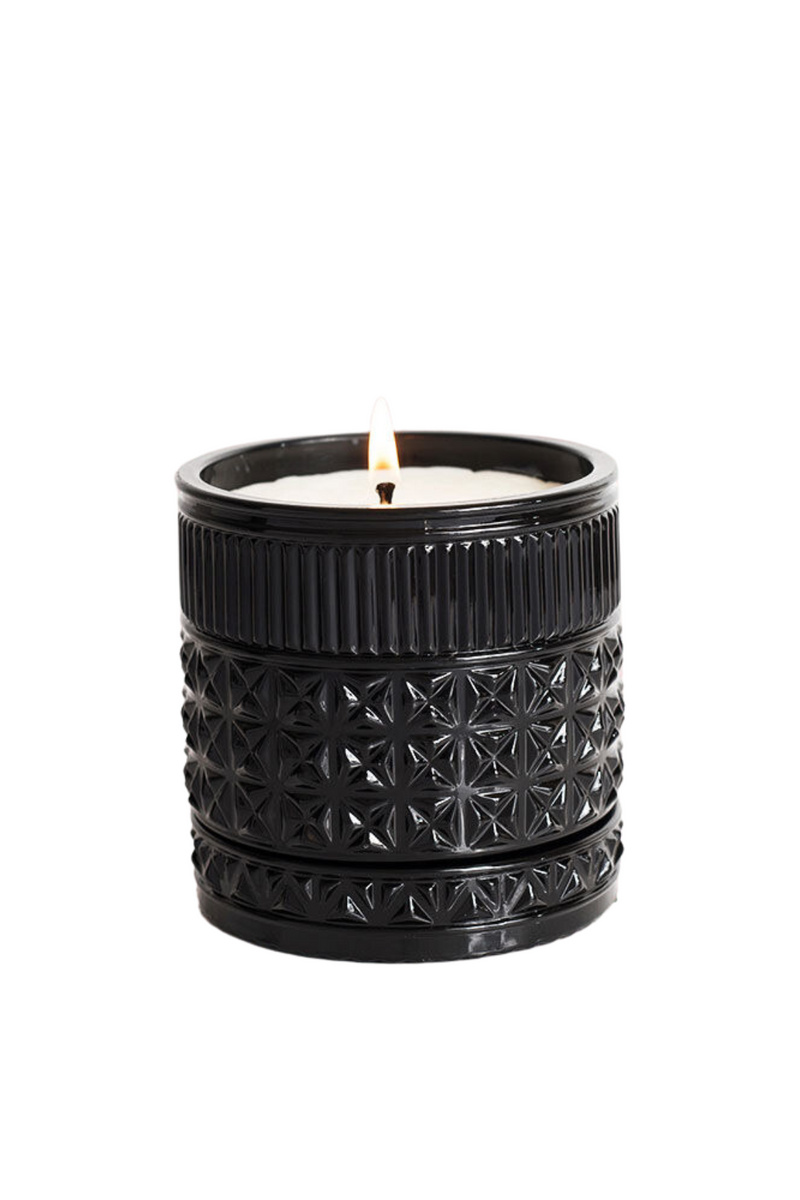 Black Faceted Jar Candle - Smoked Clove