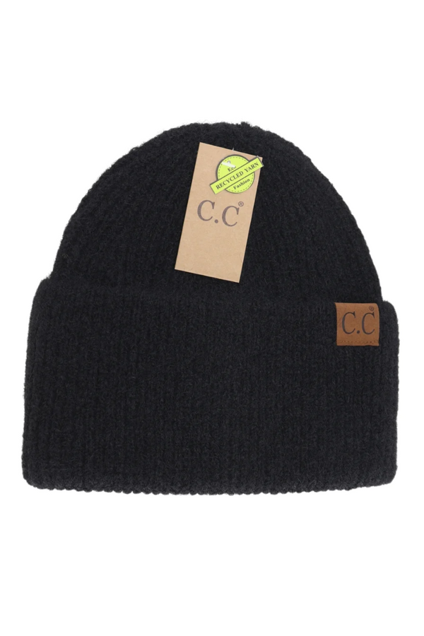 Mohair Feel Black CC Beanie