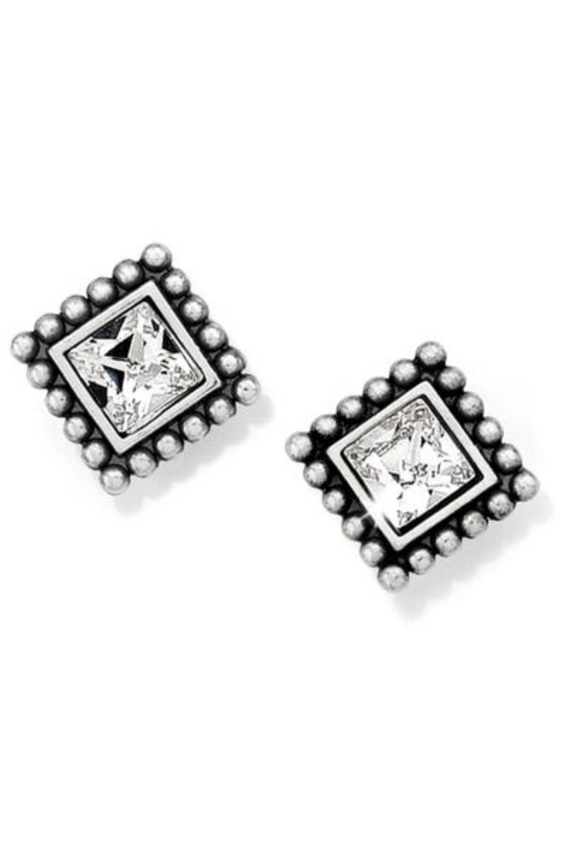 Silver Sparkle Square Mini Post Earrings