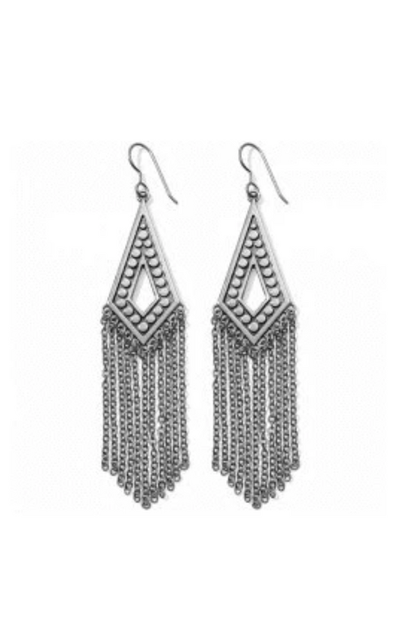 Silver Pebble Disc Fringe French Wire Earrings