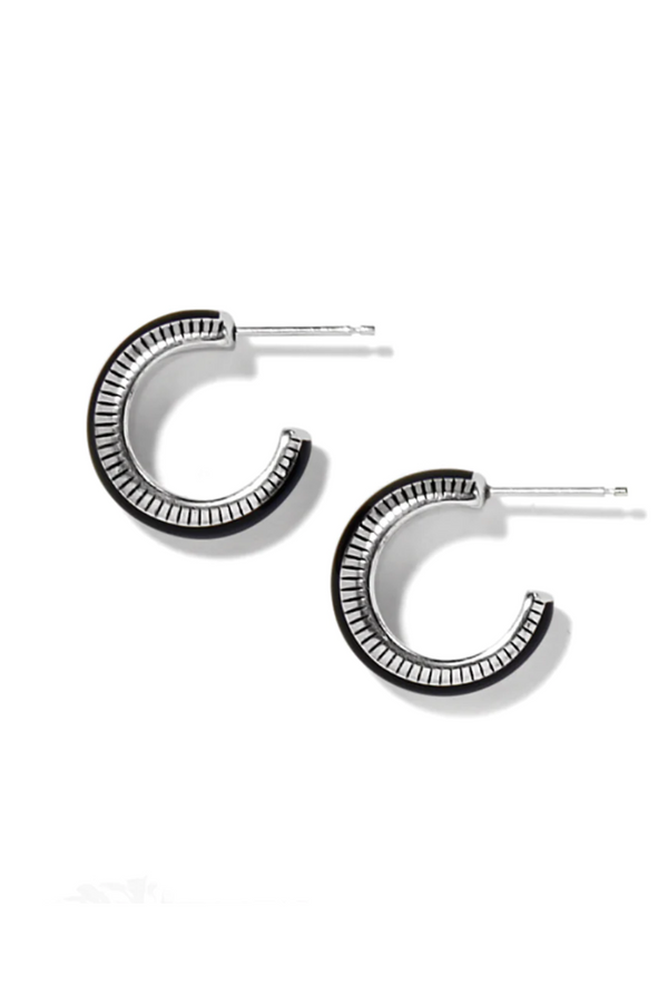 Black Interlock Noir Small Hoop