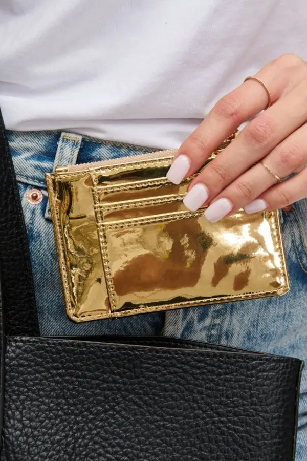 Gold Afina Mirror Metallic Card Holder Wallet