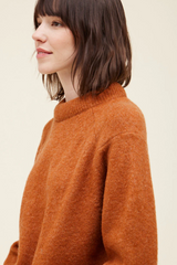 Orange Spice Padded Neckline Long Sleeve Sweater