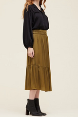 Moss Satin Midi Skirt