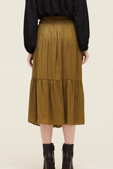 Moss Satin Midi Skirt