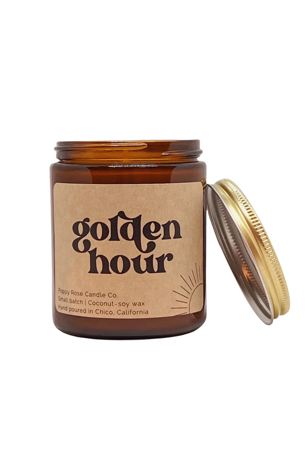 Golden Hour 8 oz Coconut Wax Amber Jar Candle