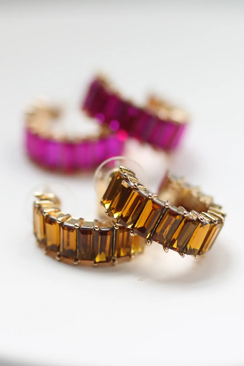 Brown   Exquisite Round Rhinestone Earrings