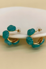 Teal Blue  Trendy Round Resin Earrings