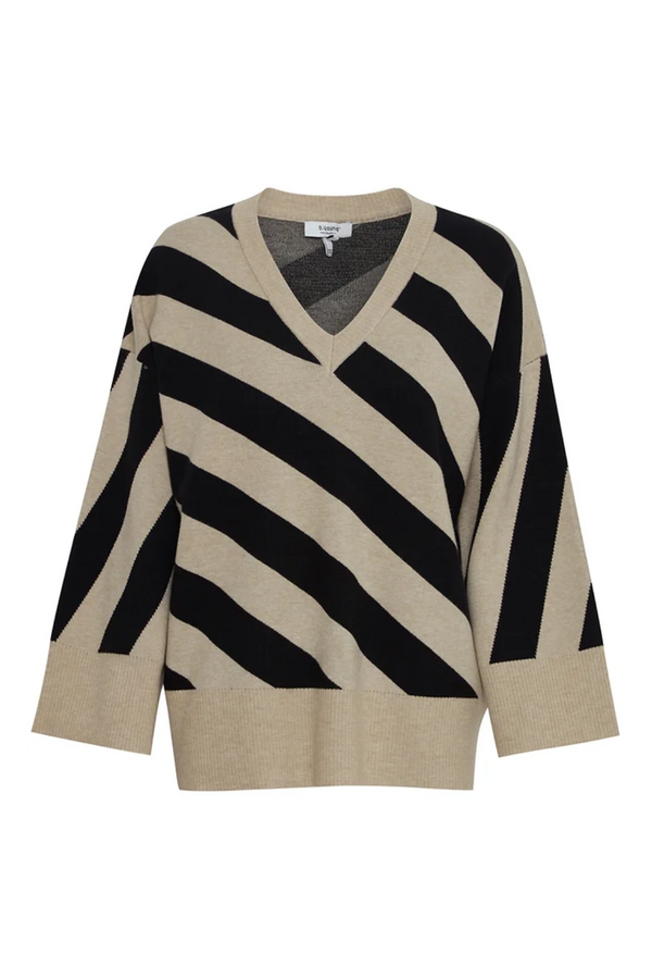 Black/Cream Miran V-Neck Sweater