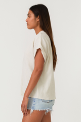 Ivory V-Neck Dolman Short Sleeve