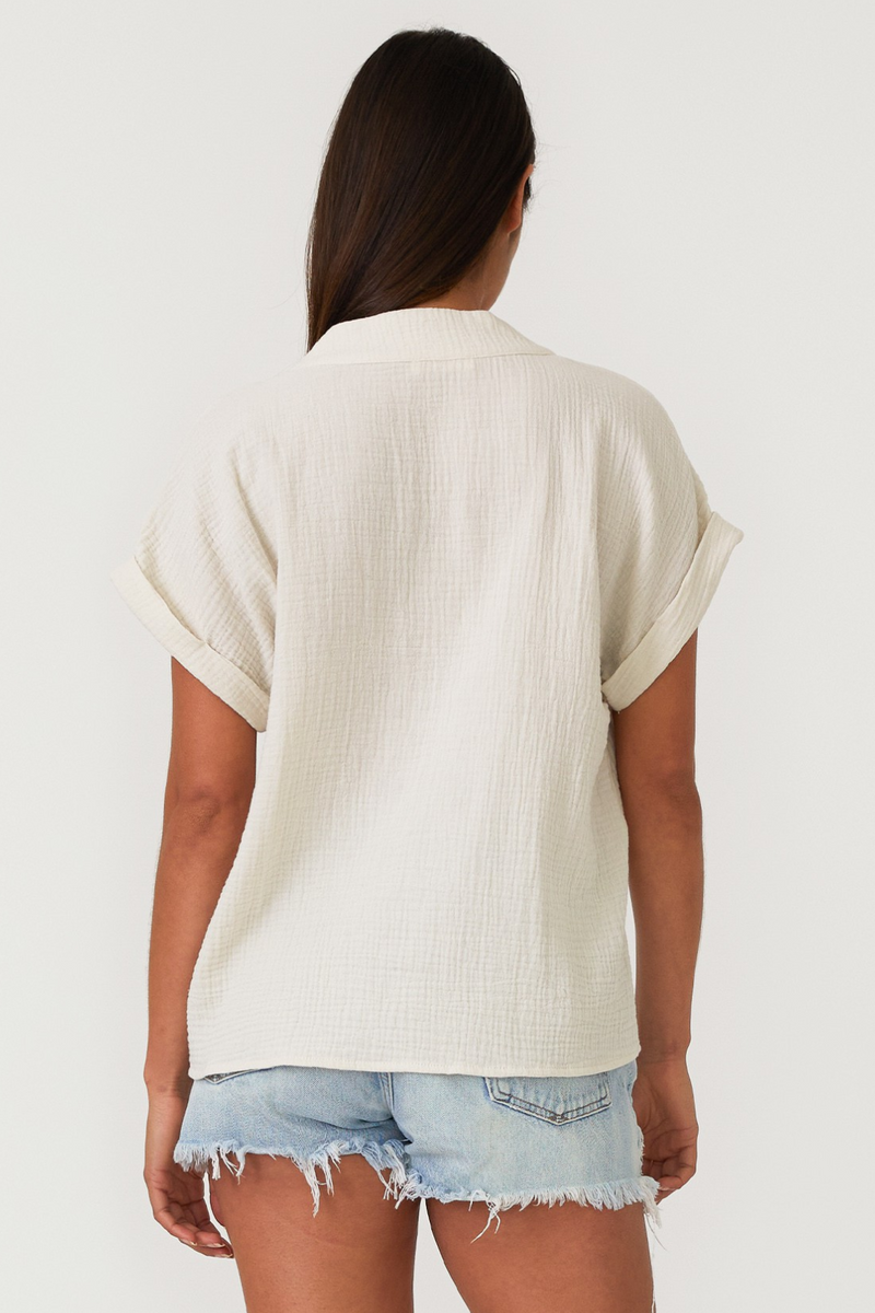 Ivory V-Neck Dolman Short Sleeve